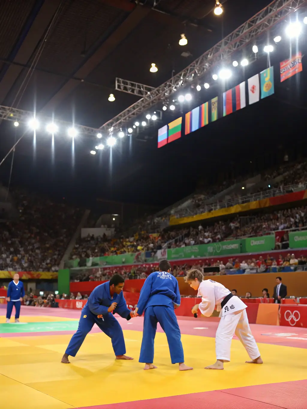 A picture of JCO JUDO CLUB OLERONNAIS members participating in a local judo competition, highlighting the club's emphasis on competitive opportunities and community involvement.